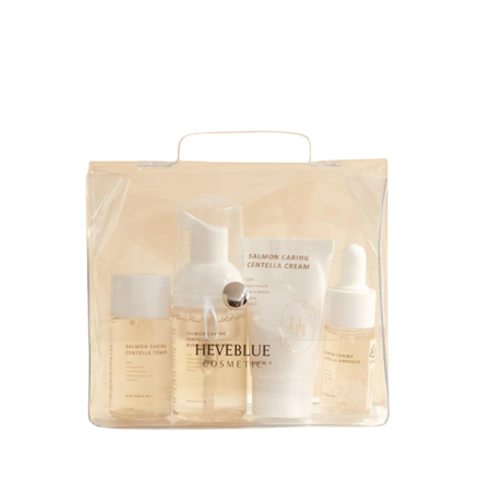 HEVEBLUE Salmon Caring Centella Special Travel Kit Bag 
